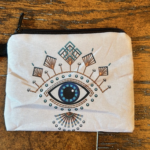 NEW Evil Eye White and Multicolor Evil Eye Miniature Bag / coin purse - Picture 3 of 4